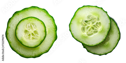 Cucumber Slice Set Isolated on Transparent or White Background, PNG