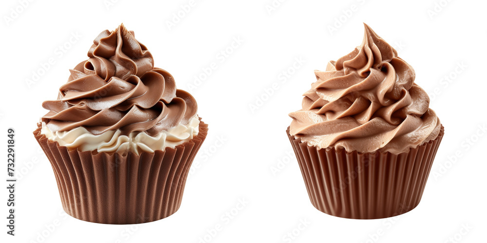 Chocolate Whipped Cream Set Isolated on Transparent or White Background, PNG