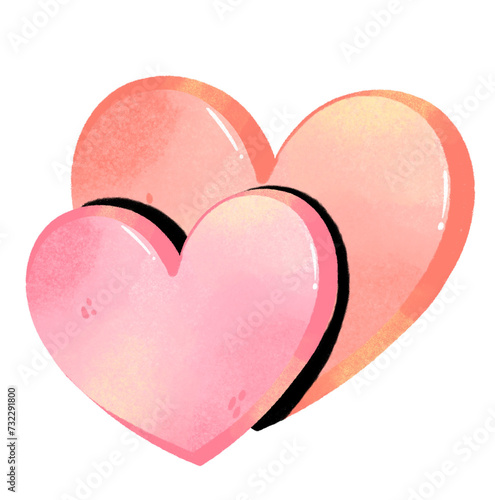 watercolor pink heart and red heart in Valentine's theme Clipart or PNG
