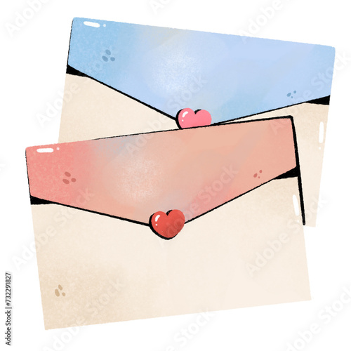 watercolor love letter envelope with a red heart in Valentine's theme Clipart or PNG

