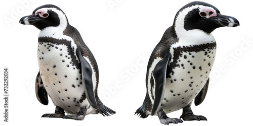 African Penguin Set Isolated on Transparent or White Background, PNG
