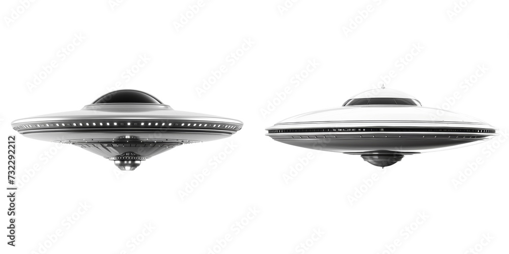 Flying Saucers Set Isolated on Transparent or White Background, PNG Flying Saucers Set Isolated on Transparent or White Background, PNG