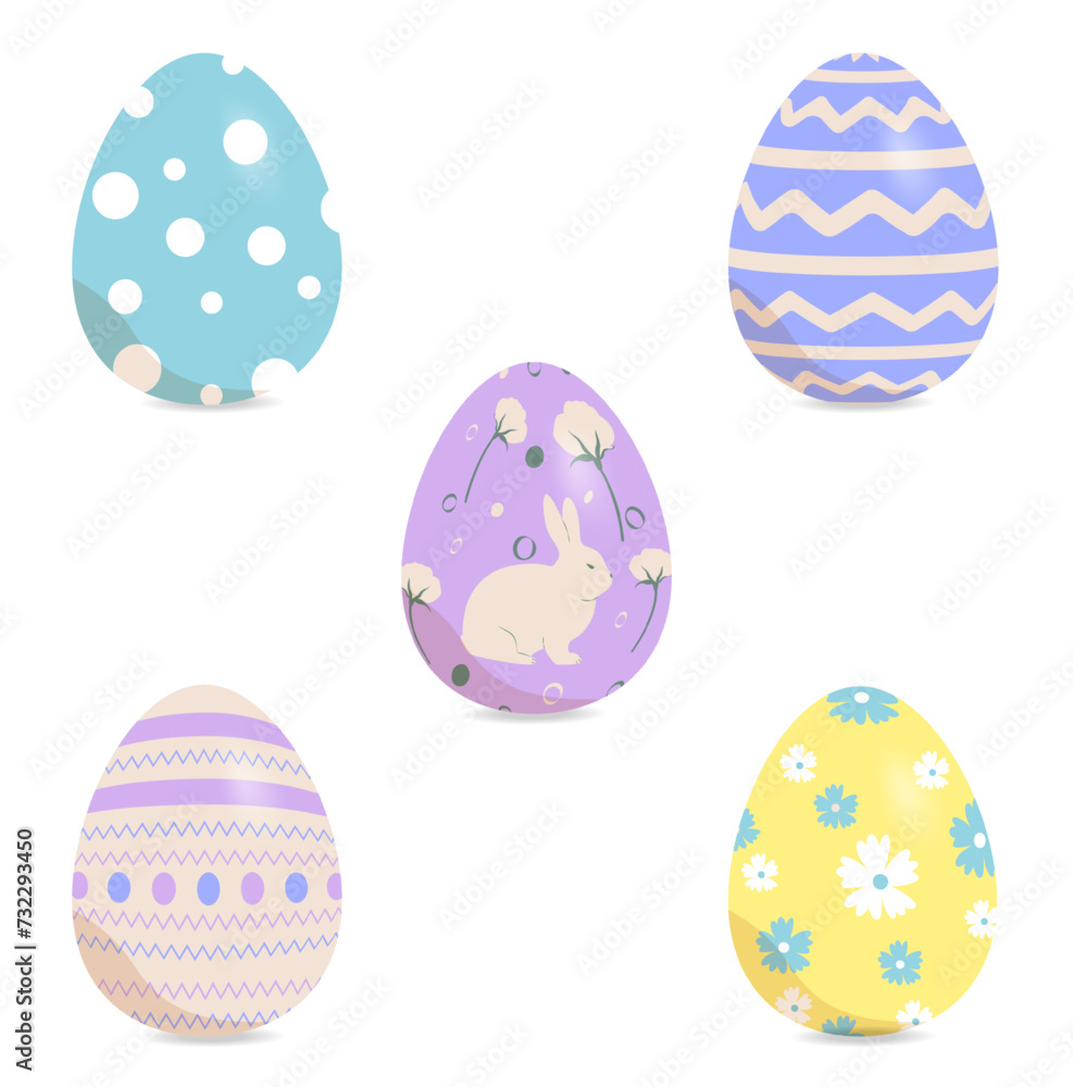 Set of Happy Easter eggs with different texture on a transparent background.Spring holiday for Happy Easter Day. Vector Illustration.Happy easter eggs Set of Happy Easter eggs with different texture on a transparent background.Spring holiday for Happy Easter Day. Vector Illustration.Happy easter eggs