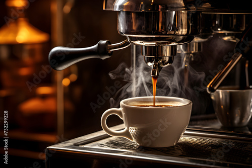 A Symphony of Freshness: The Majestic Dance of Espresso Pouring into a Pristine White Cup