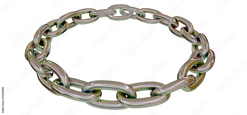 Fototapeta premium Golden Orbit: Dazzling gold chains curve in a dynamic 3D circle, isolated on transparent background for captivating visuals.