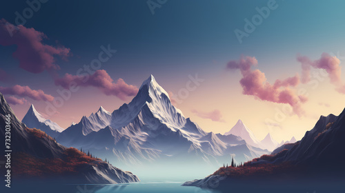 Stunning mountains, panoramic peaks PPT background