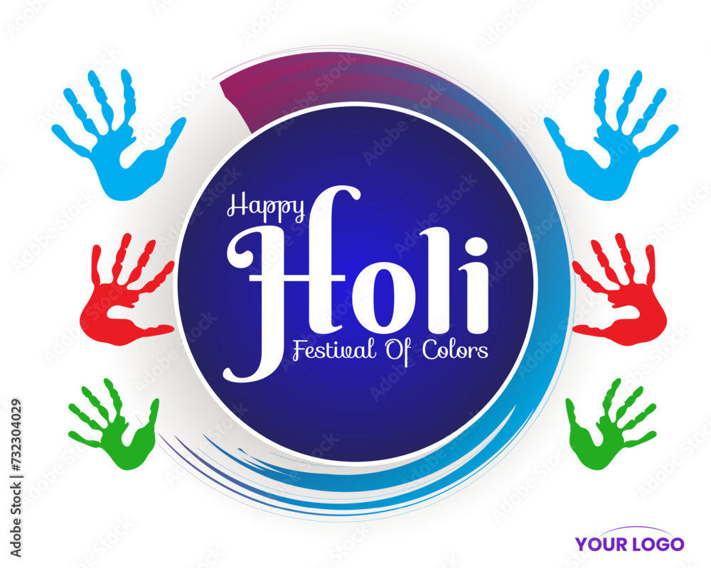 Obraz premium colorful happy holi hindu festival celebration greeting with hand prints vector