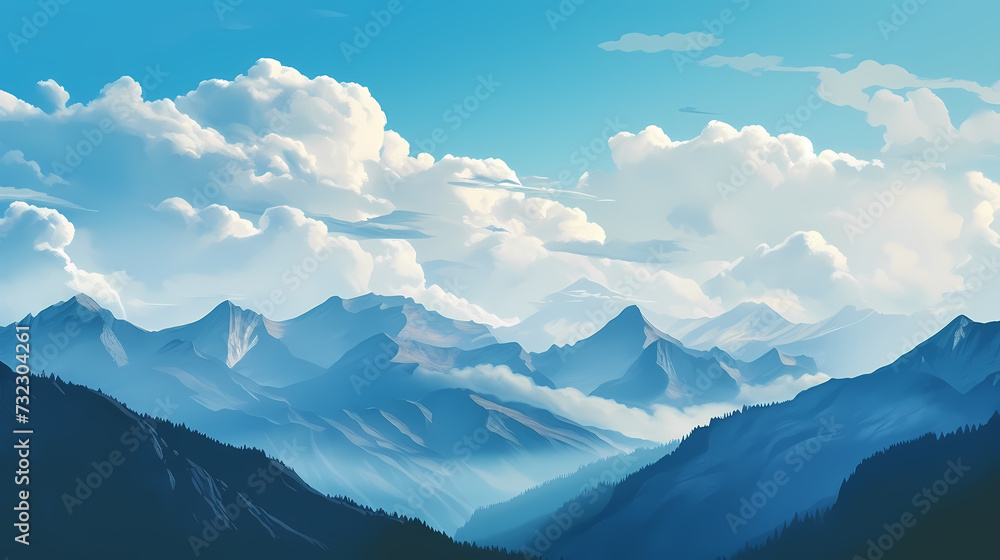 Stunning mountains, panoramic peaks PPT background