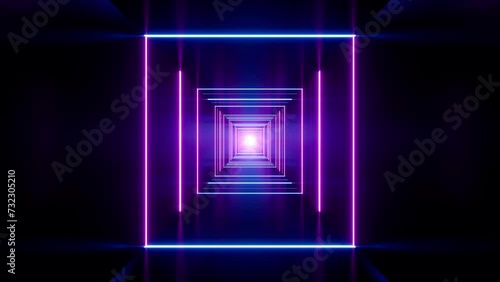 Flickering Neon Lights Square Corridor VJ Background Loop photo