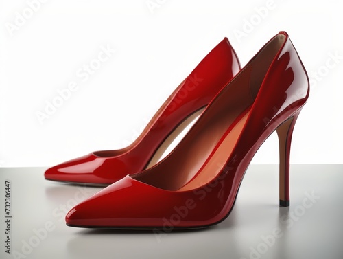 Red high heel shoes isolated on white background
