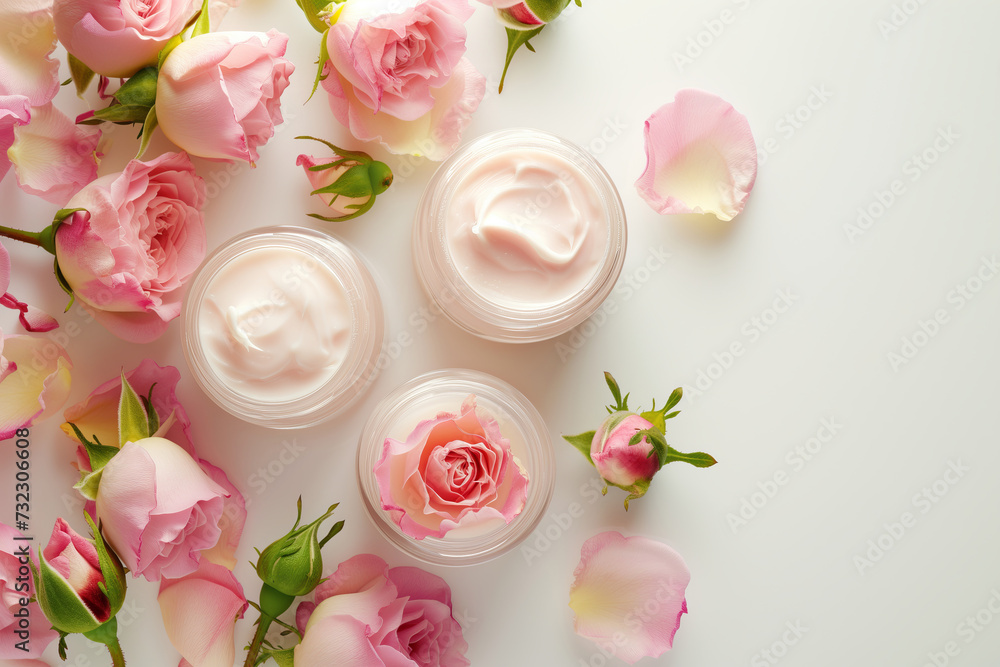 Luxurious Rose-Infused Creams with Petal Accents, Elegance in Skincare