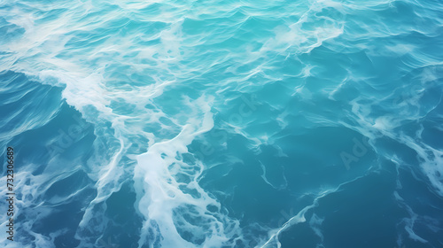 Aerial view of beautiful beach, simple, calm composition in clear blue