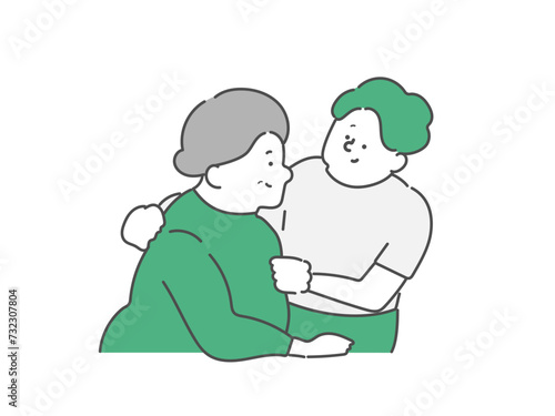 高齢女性に寄り添う女性介護士