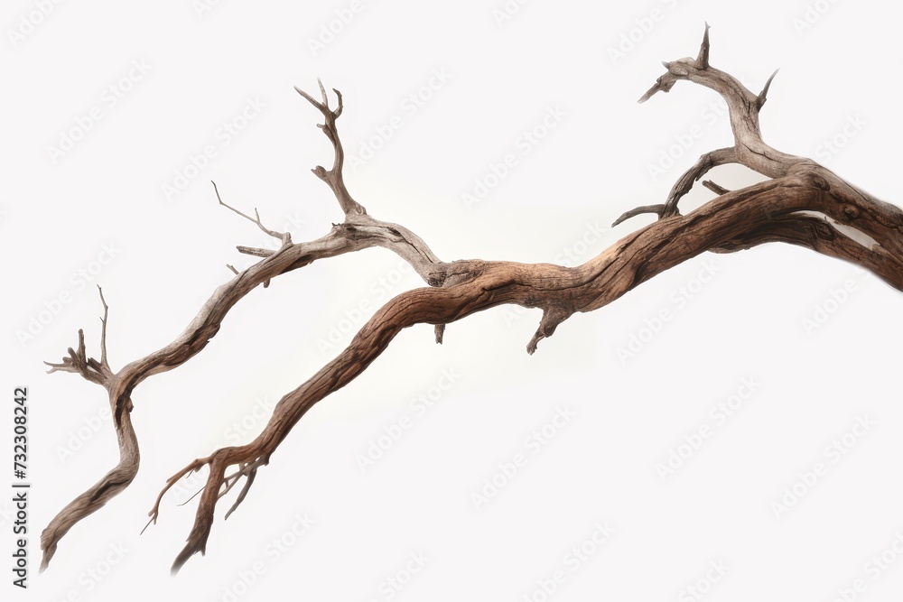 Dead tree isolated on white background, Dead branches of a tree.Dry ...