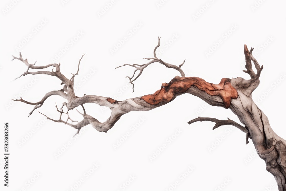 Fototapeta premium Dead tree isolated on white background, Dead branches of a tree.Dry tree branch