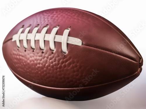 Leather American football ball on white background