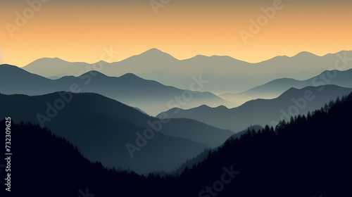 Mountain peak illustration, mountain aerial photography PPT background illustration