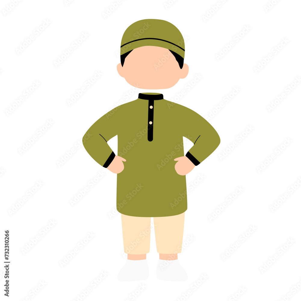 Cute muslim boy cartoon illustration