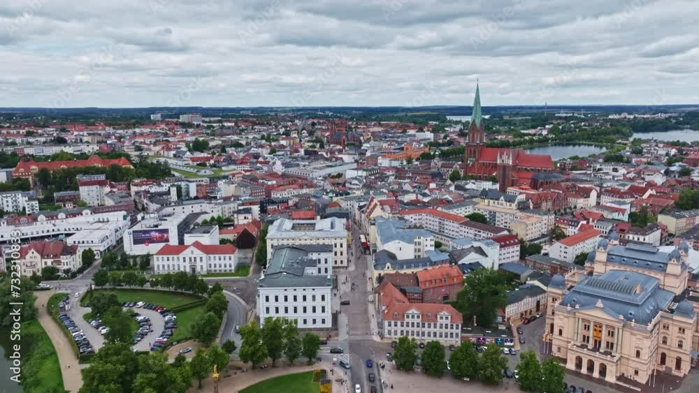 Aerial drone view of the historical city centre of Schwerin , Mecklenburg-Vorpommern , northern Germany Aerial drone view of the historical city centre of Schwerin , Mecklenburg-Vorpommern , northern Germany