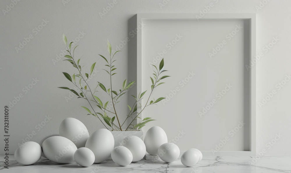 easter eggs on the wall background, Easter Tranquility: White Eggs, Blossoms, and Natural Beauty easter eggs on the wall background, Easter Tranquility: White Eggs, Blossoms, and Natural Beauty