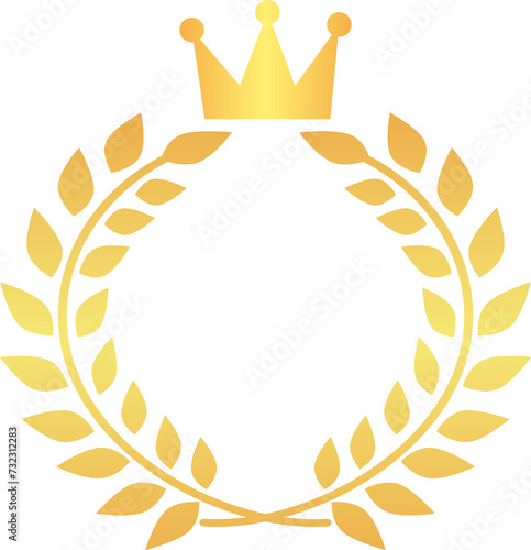 あしらい 飾り フレーム 月桂樹 月桂冠 王冠 マーク シンボル ロゴ イラスト素材