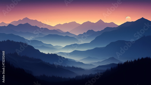 Mountain peak illustration, mountain aerial photography PPT background illustration © xuan
