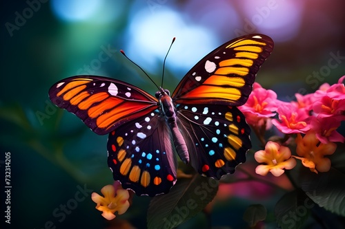Up-close Butterfly: A detailed shot of a colorful butterfly perched on a flower, showcasing its delicate wings.