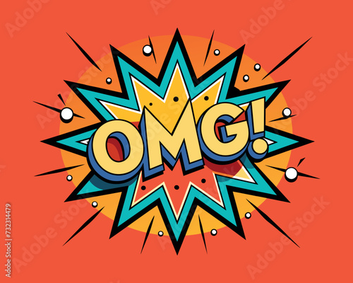 Comic Explosion. "OMG" speech bubble. Cartoon explosion. 