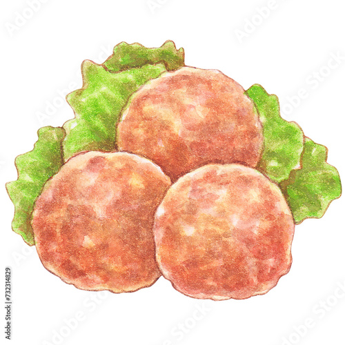 chicken kofta watercolor style, snacks and appetizers food