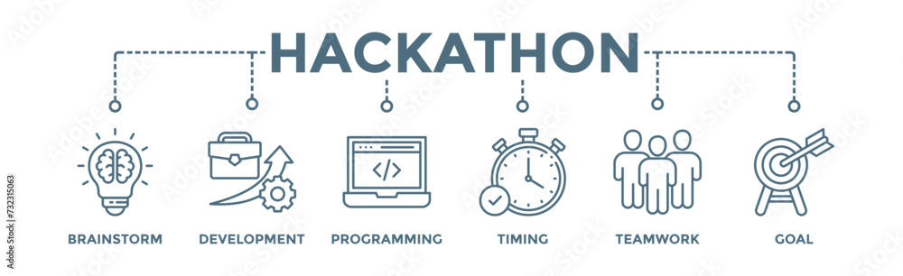 Hackathon banner web icon vector illustration concept for design sprint ...
