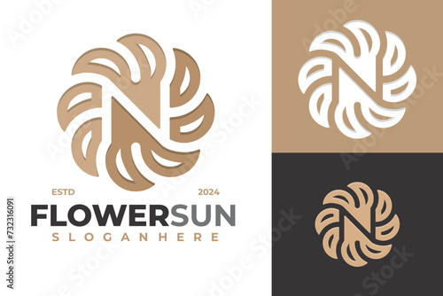 Letter N Sunflower Logo Design Vector Template photo