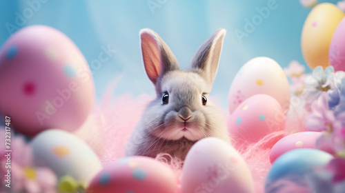 Creative composition. Easter bunny background