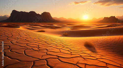 Sand dunes in desert landscape  3d rendering of beautiful desert