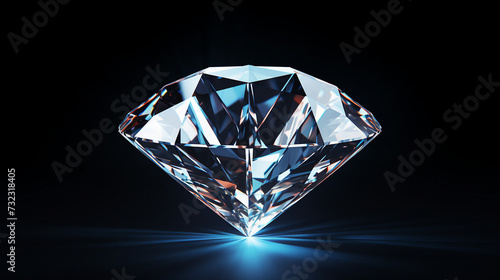 Shining diamond crystal on a stark black backdrop