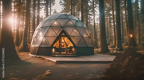 Experience the serenity of nature in a unique way at the bubble dome campground located in the heart of the forest photo