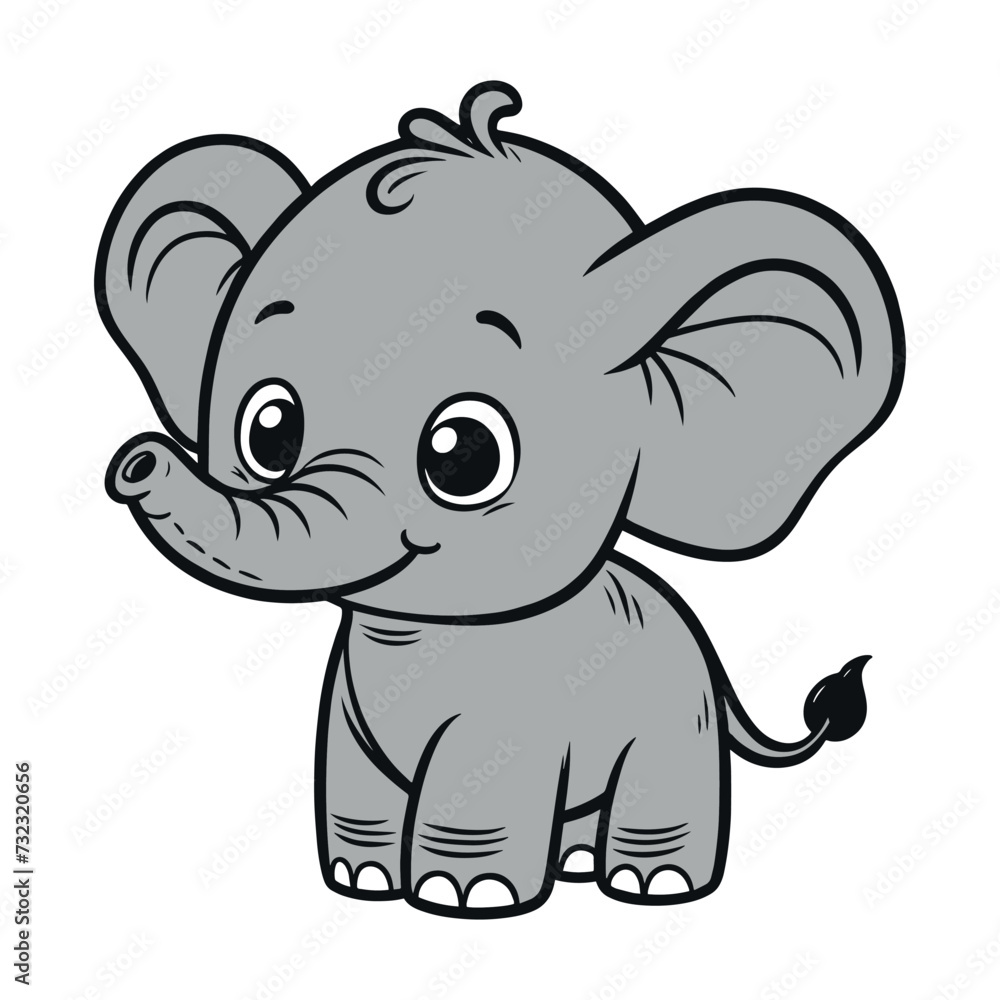 cute happy cartoon elephant. Baby elephant. Sweet adorable. Vector illustration for children. isolated object. print cute happy cartoon elephant. Baby elephant. Sweet adorable. Vector illustration for children. isolated object. print