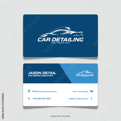 car detailing logo with business card