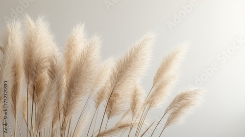 Reeds on a gray background.Fluffy pampas grass. Background of reed panicles.Abstract texture. A place for the text.