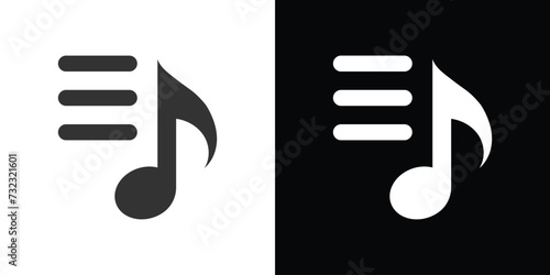 music lyrics icon on black and white 