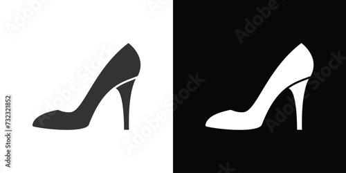 heel shoes on black and white