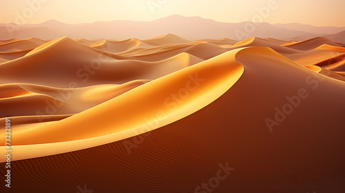 Sand dunes in desert landscape  3d rendering of beautiful desert