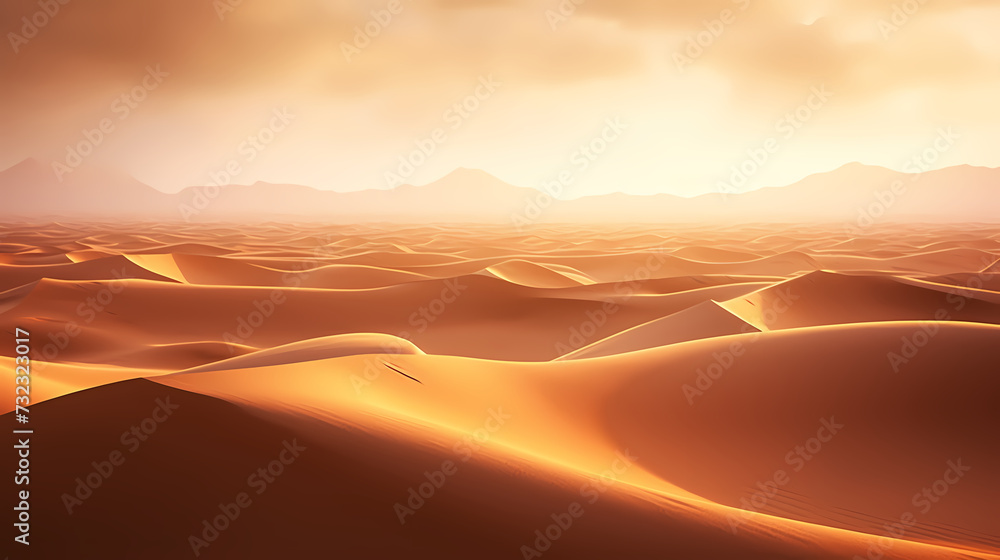Sand dunes in desert landscape, 3d rendering of beautiful desert Sand dunes in desert landscape, 3d rendering of beautiful desert