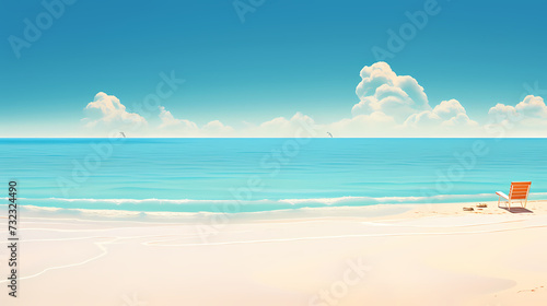 Sandy beach with light blue transparent water waves and sunlight  tranquil aerial beach scene