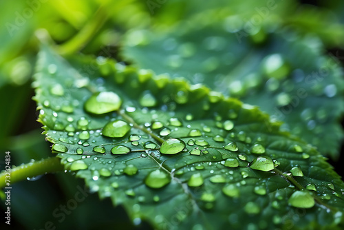 Green leafs with water droplets on it