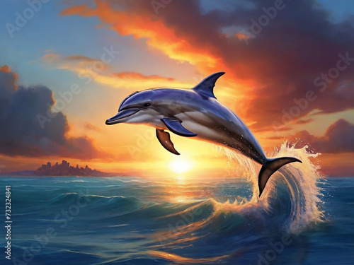 Beautiful Sunset Dolphin Leap © SR STOCK 01