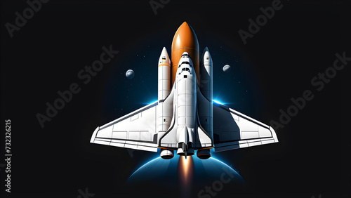 science space shuttle icon and vector clipart isolated on a black background photo