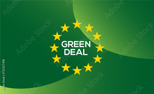 Green deal abstract waves banner, background. Concept of sustainable, environmental. Vector template.