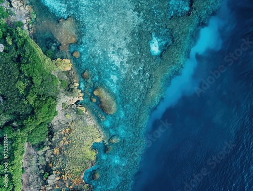 Aerial footage capturing the beauty of a coral reef ecosystem