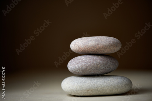 Pile  studio or stones at spa for healing  massage or wellness treatment therapy for balance. Stack  aromatherapy and rocks for a calm  zen or peace atmosphere at a natural salon on black background