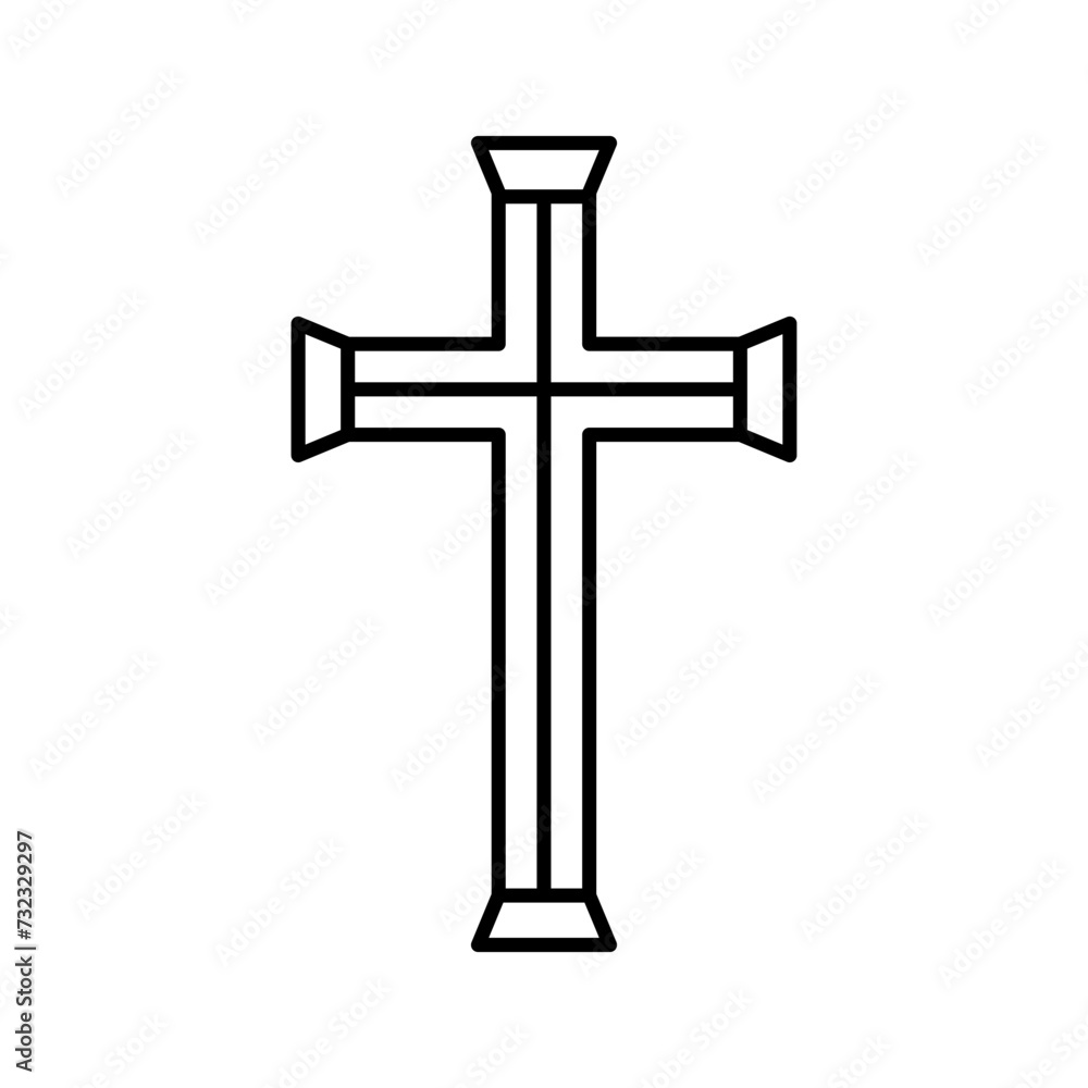 Christian cross line icon vector design.